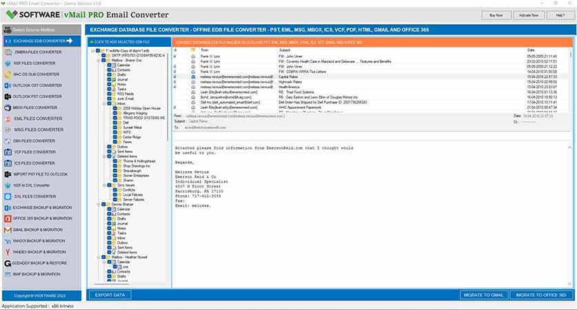 loading exchange mailbox folder message