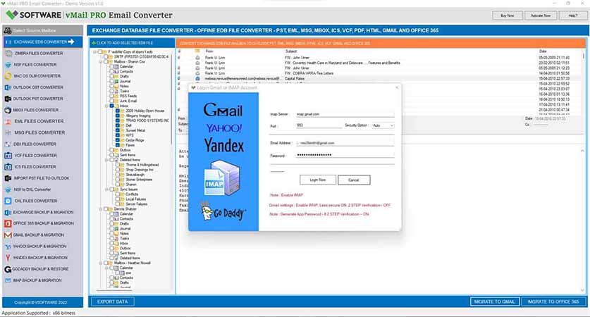 First of enter IMAP Server