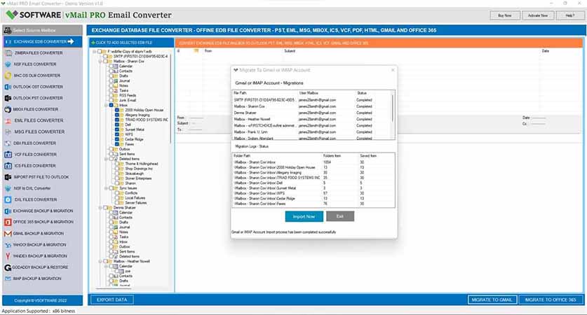 completed migration or importing process