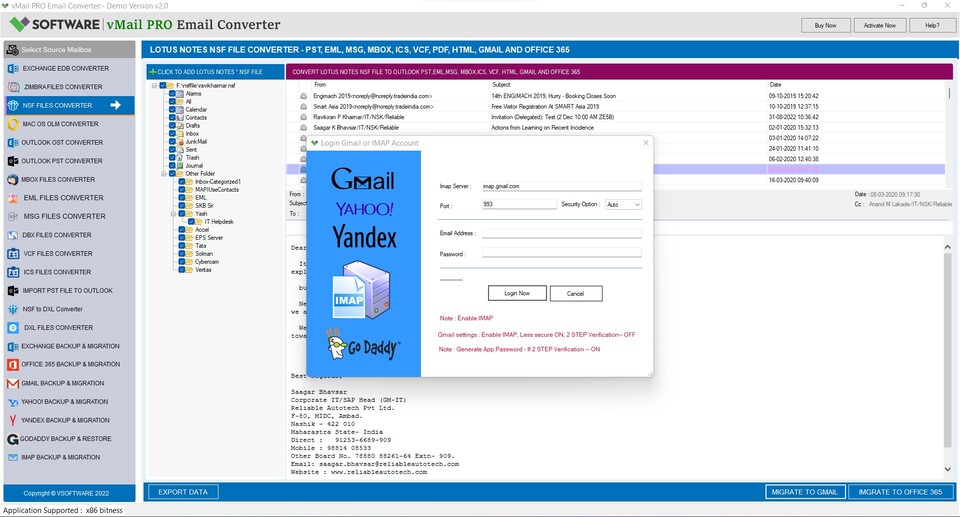 NSF Mailbox to Gmail