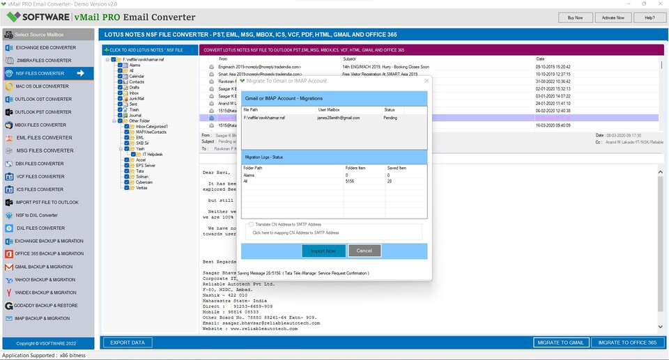 Start Mailbox to Gmail migration